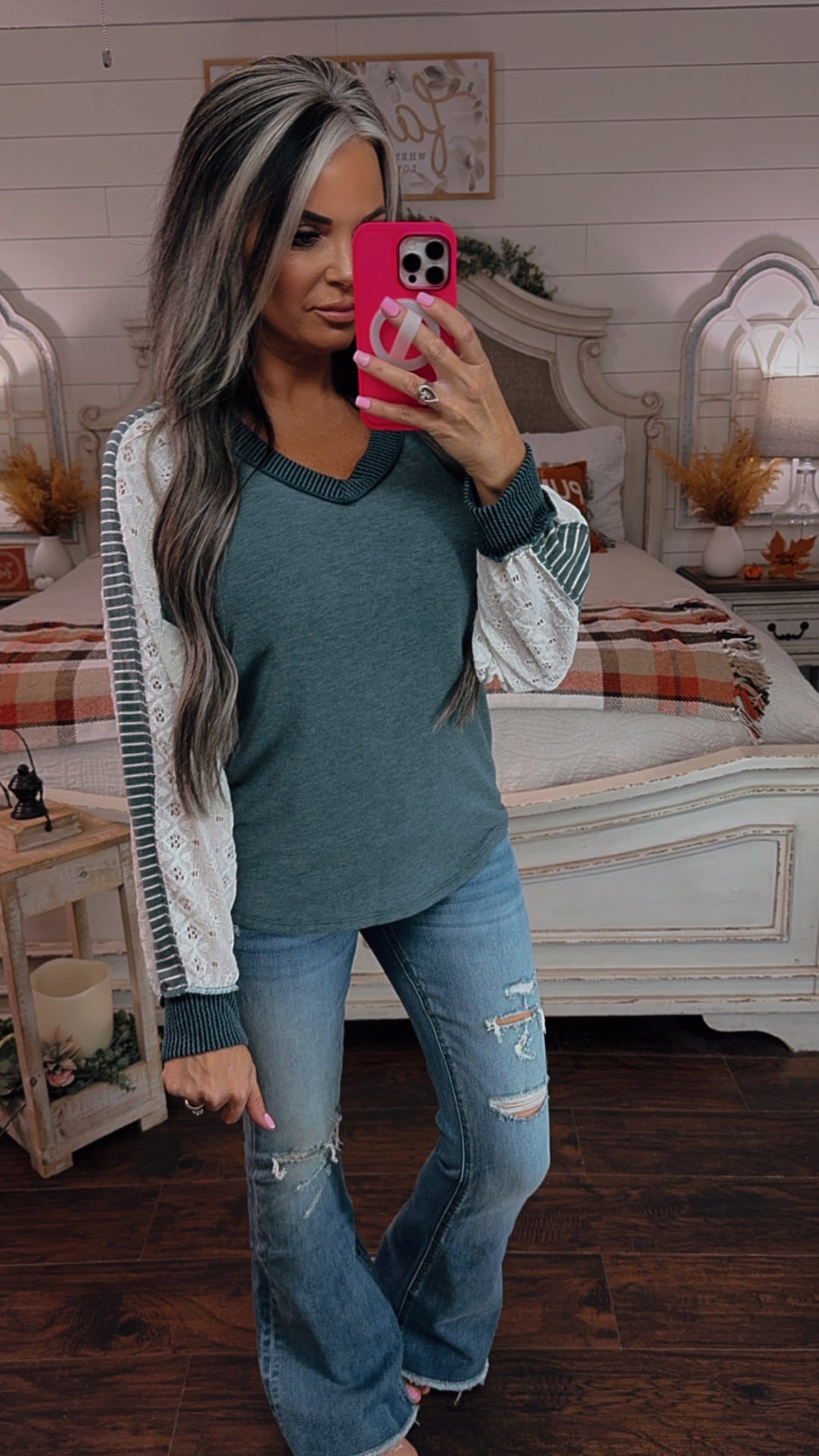 Slate blue Lace top