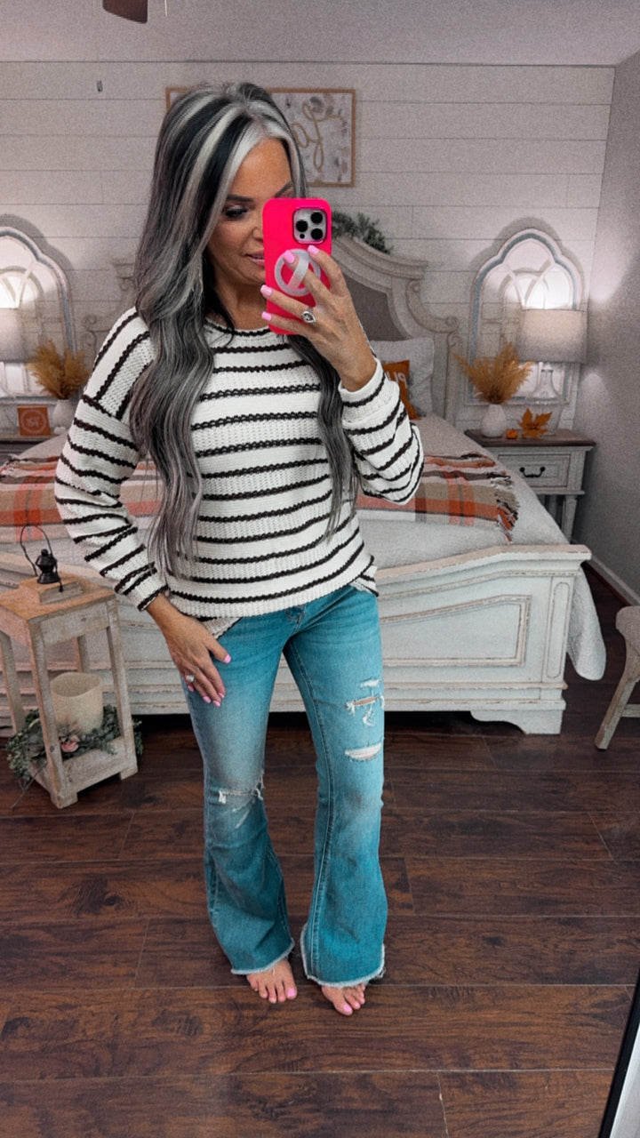Cocoa & Cream Striped top sweater