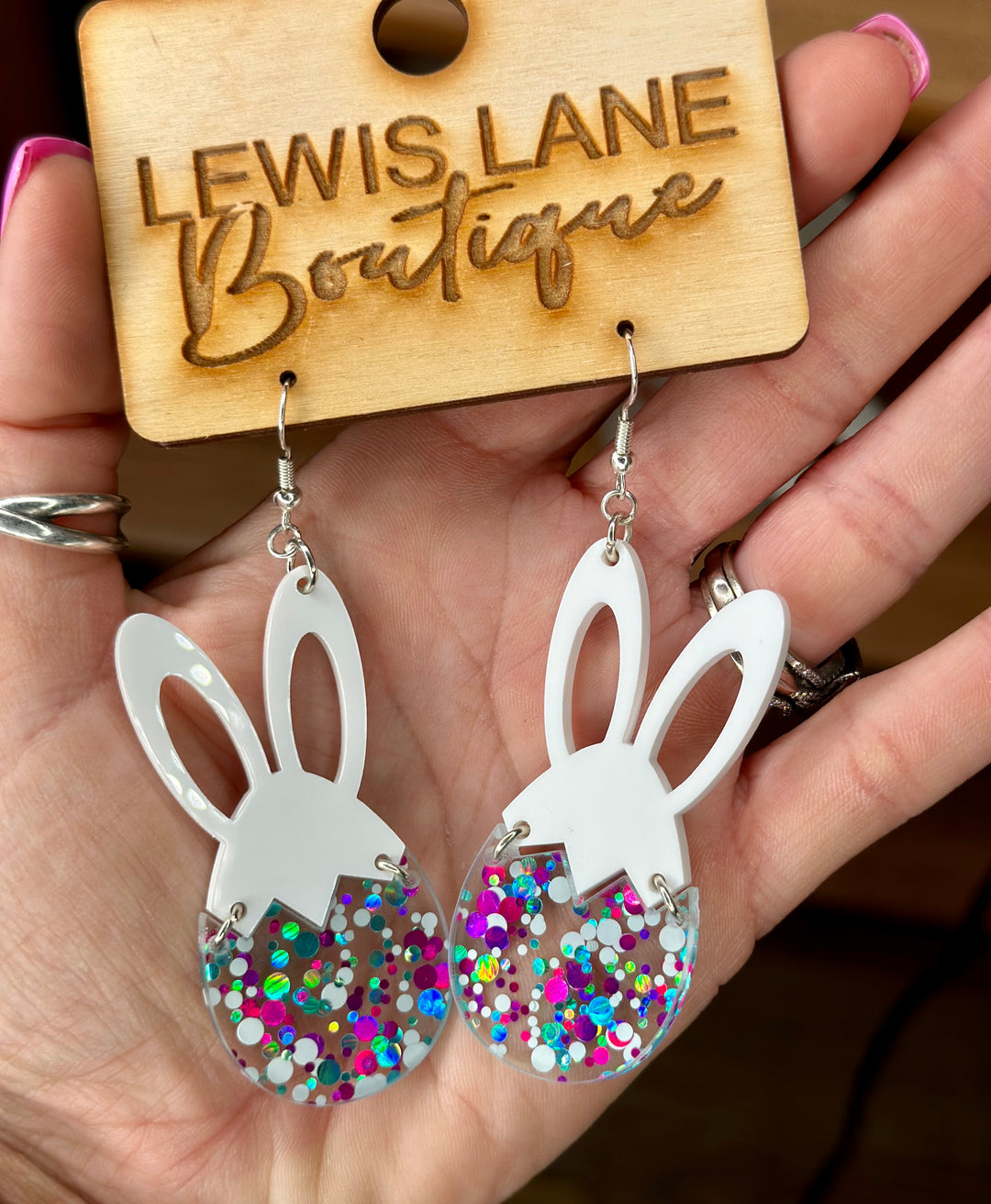 Multi Speckled Bunny Earrings
