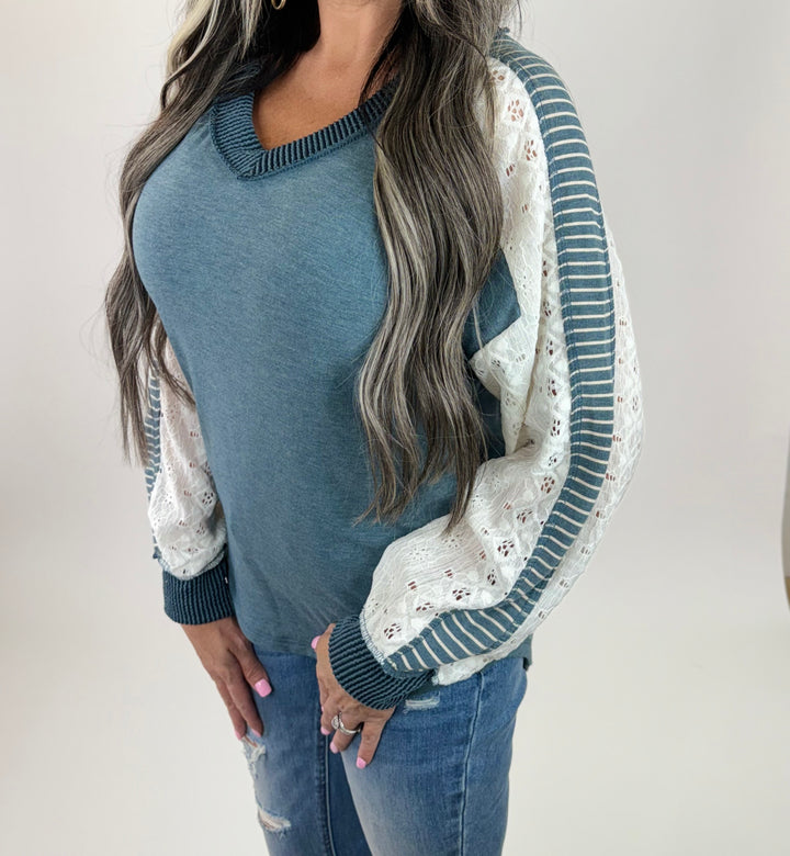 Slate blue Lace top