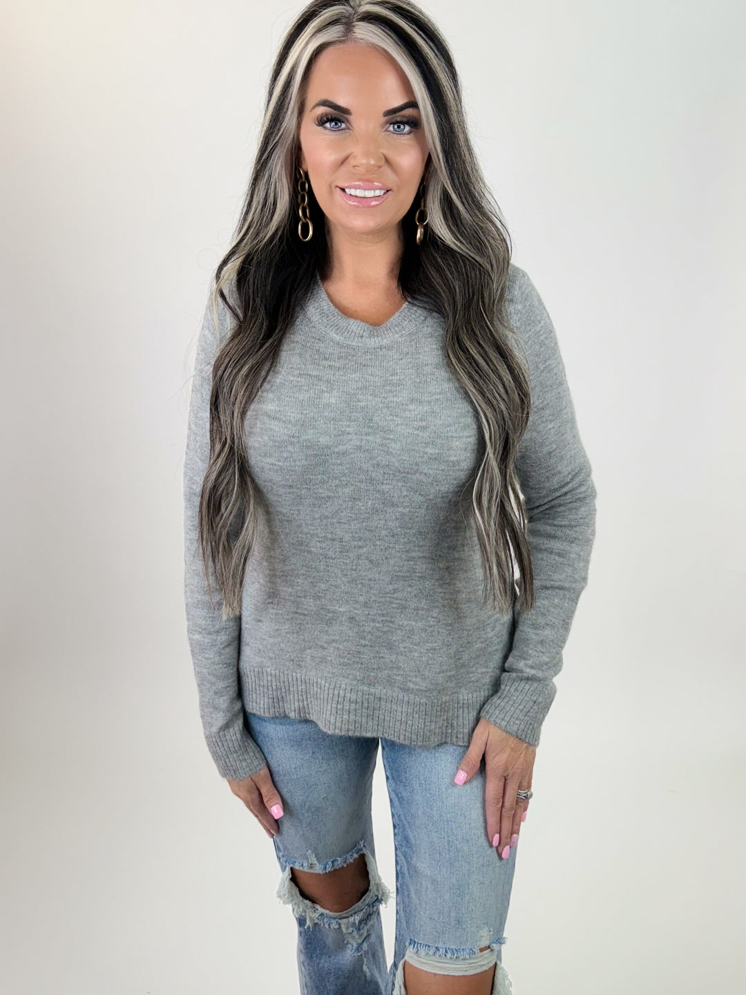 Everyday Essential Sweater – Heather Grey