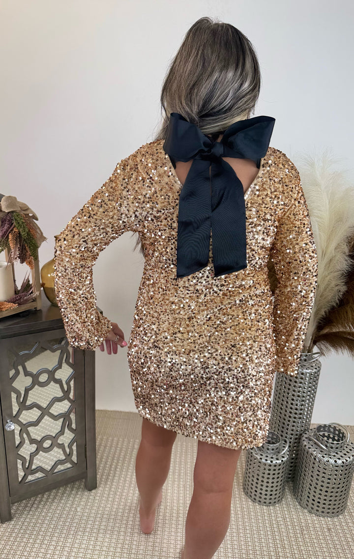 Sequin Cocktail Mini Dress GOLD PFINSTORE