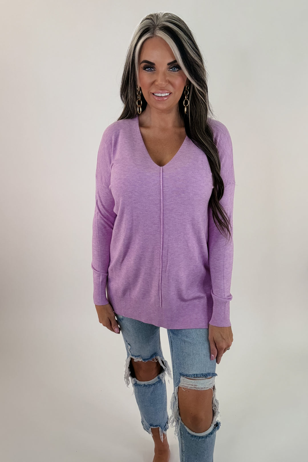 Knit luxe long sleeve top