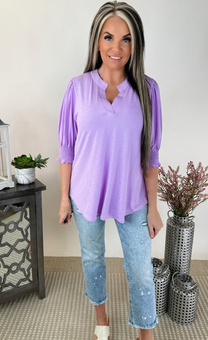 The Lizzy Smocked Top LILAC