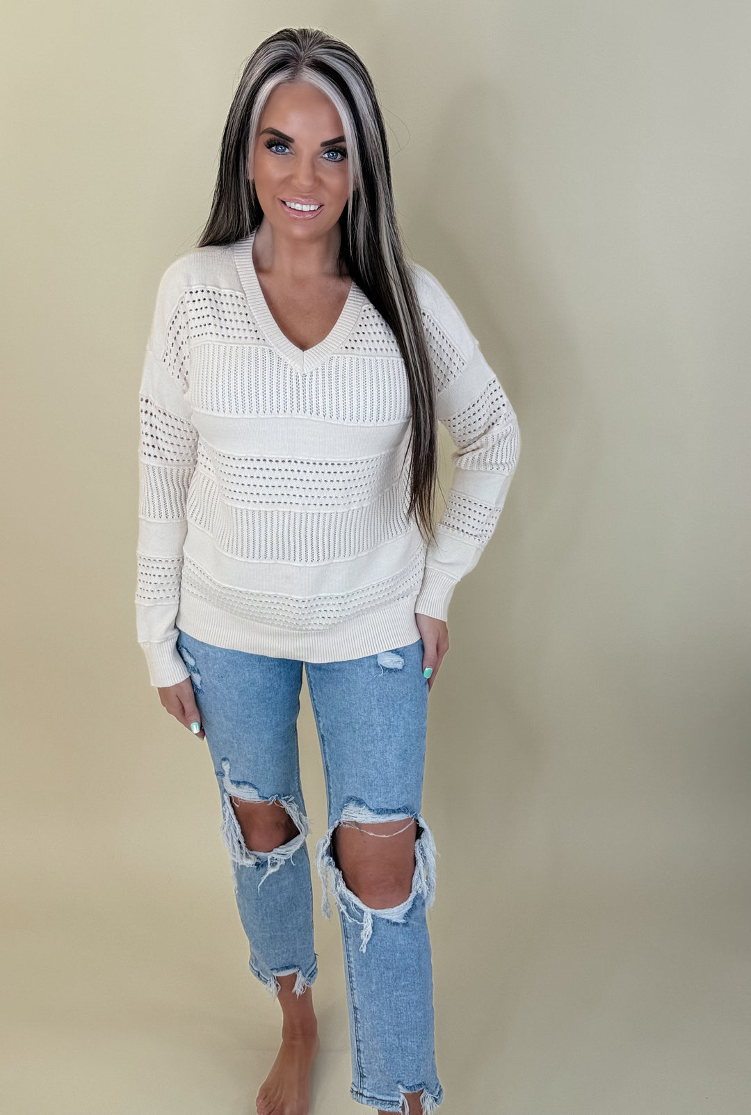 Ivory Textured Knit top