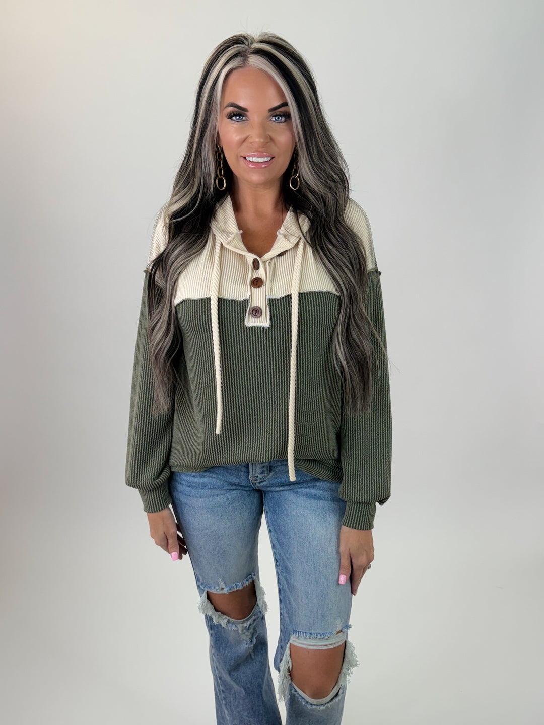 Olive & Ivory Henley Pullover