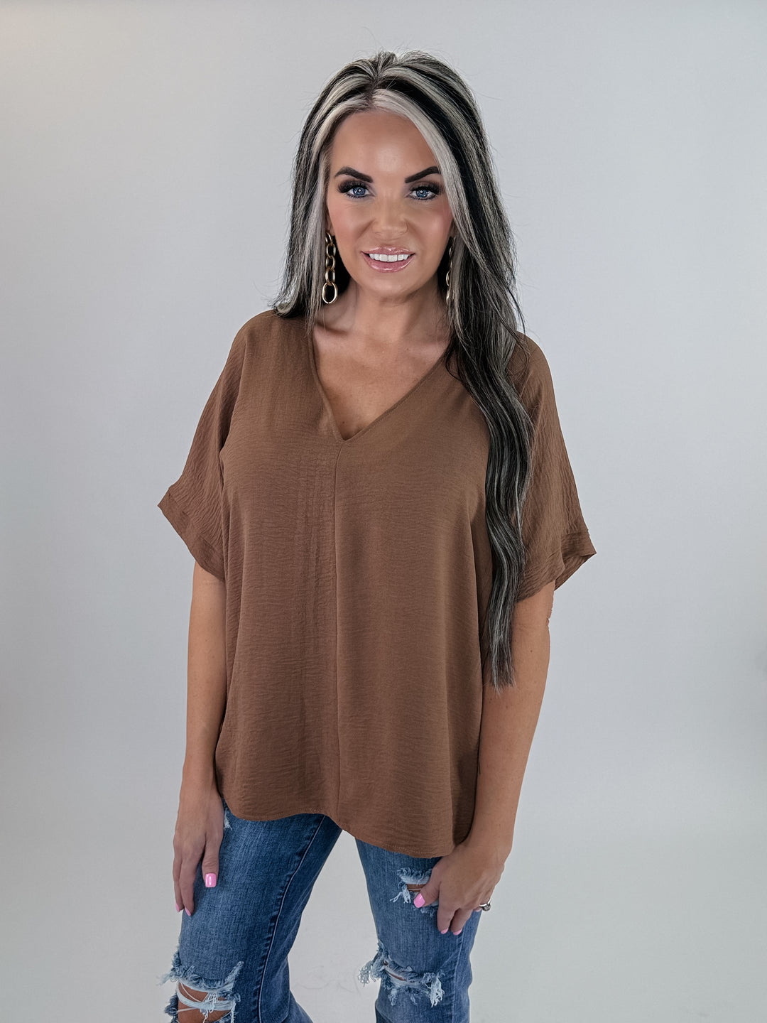 Simply Chic Chestnut V-Neck Blouse