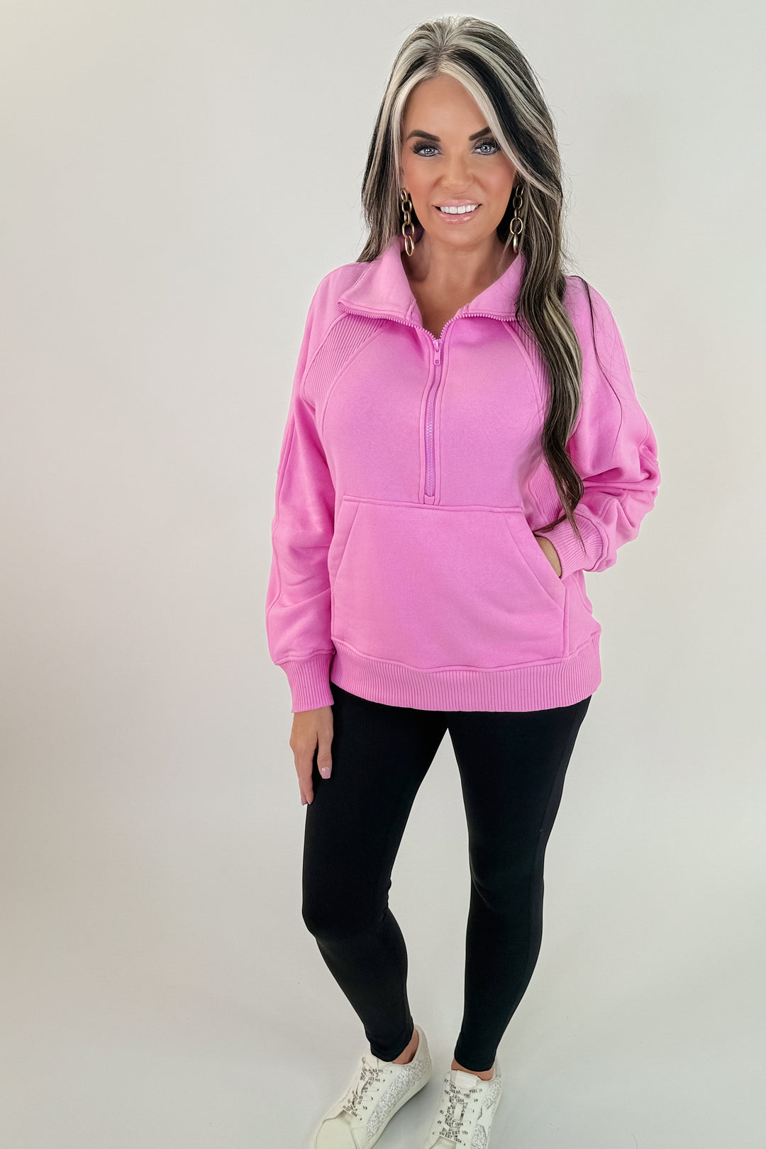 Half Zip Pulllover -Candy Pink