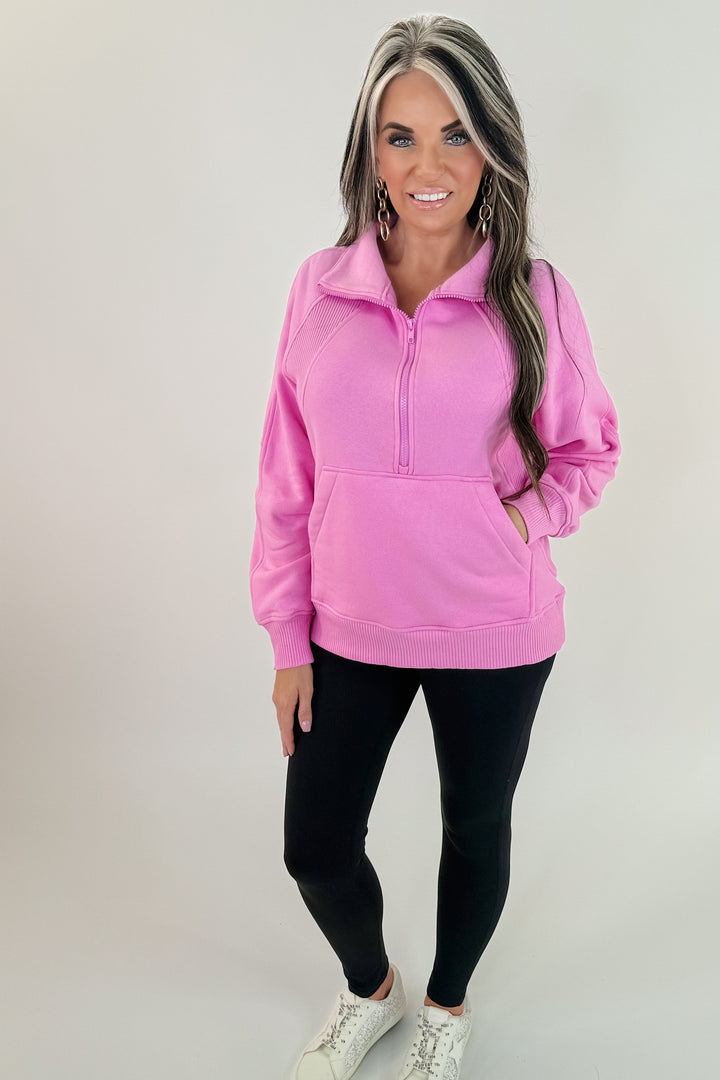 Half Zip Pulllover -Candy Pink