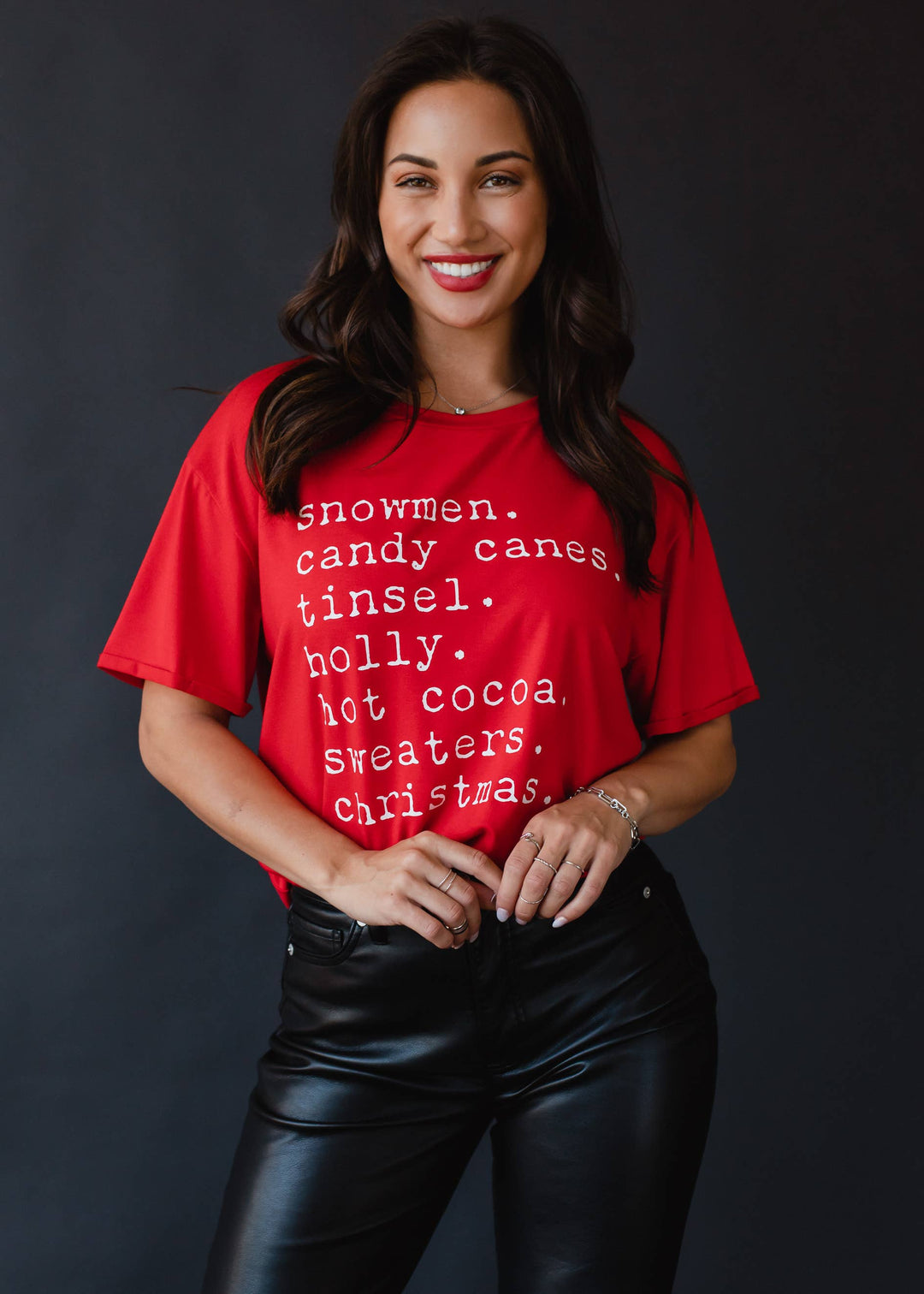Red Snowmen, Candy Canes, Tinsel Tee