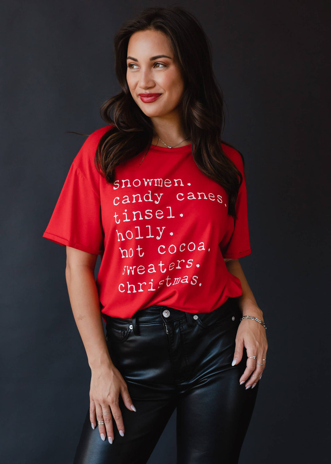 Red Snowmen, Candy Canes, Tinsel Tee