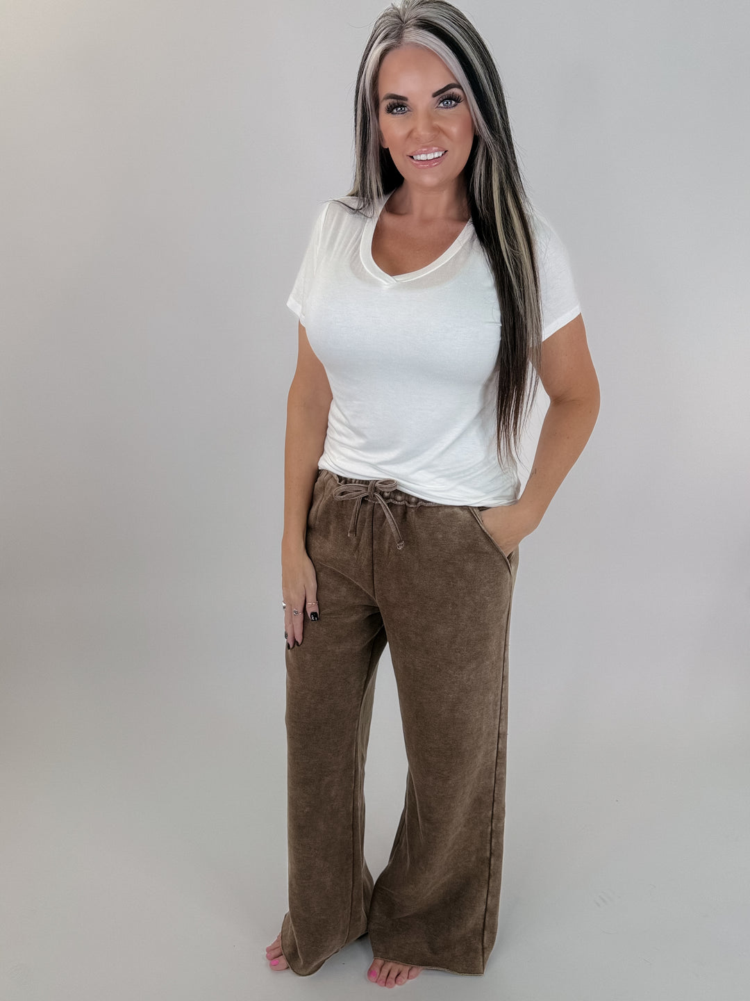 Mocha Wide-Leg Lounge Pants
