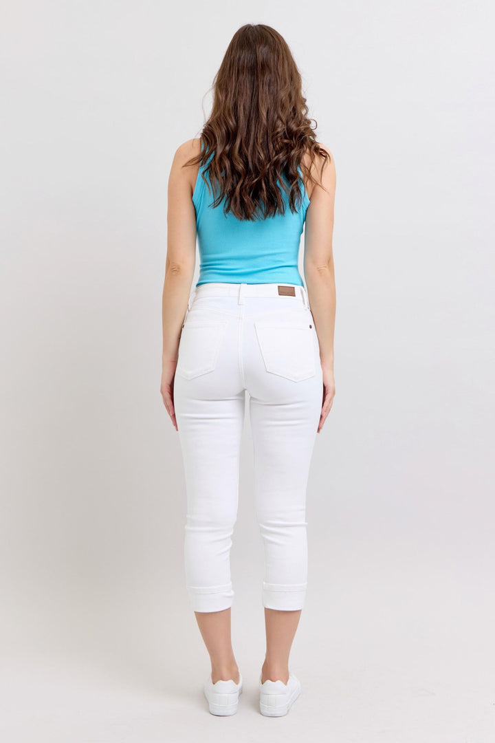 Judy Blue White Capri With Cuff