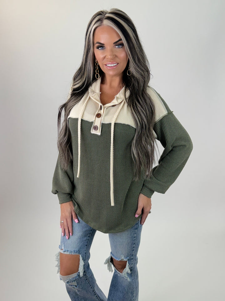 Olive & Ivory Henley Pullover