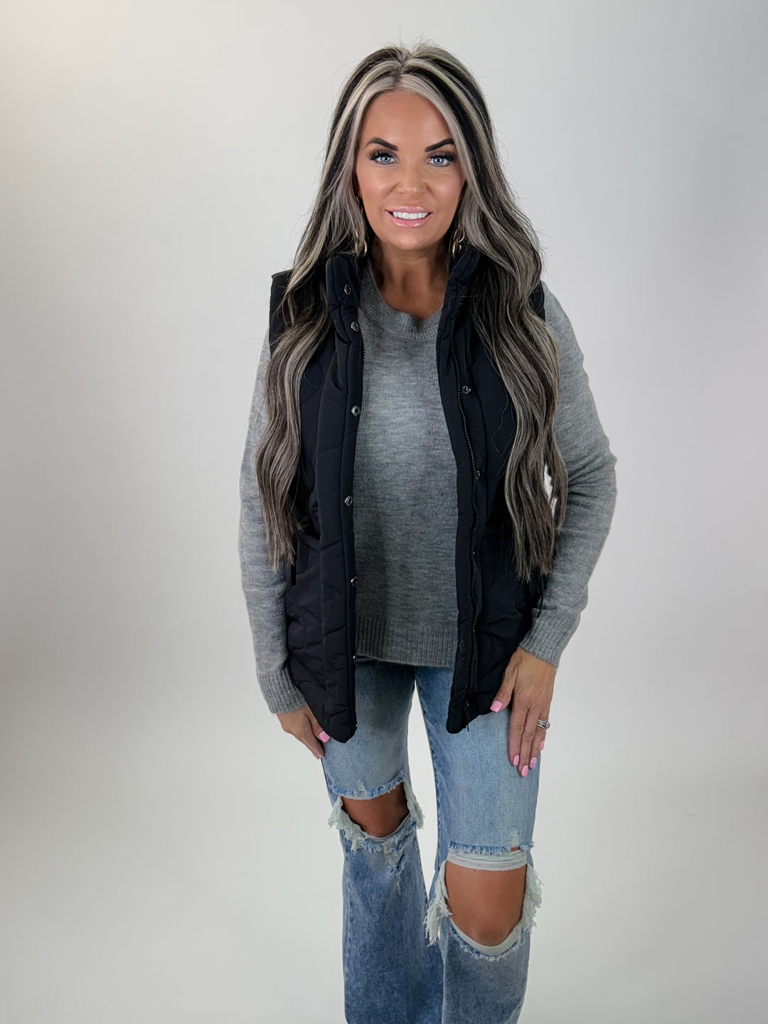 Chill Factor Quilted Vest – Black