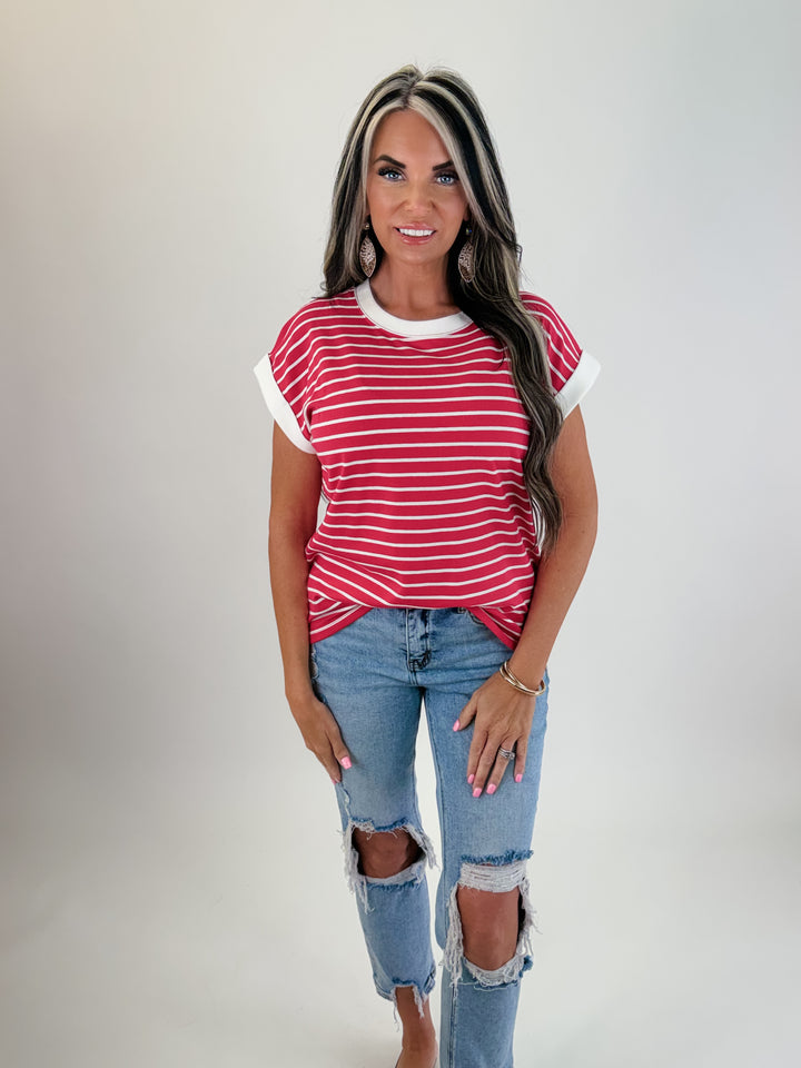 Cherry Stripe Everyday Top