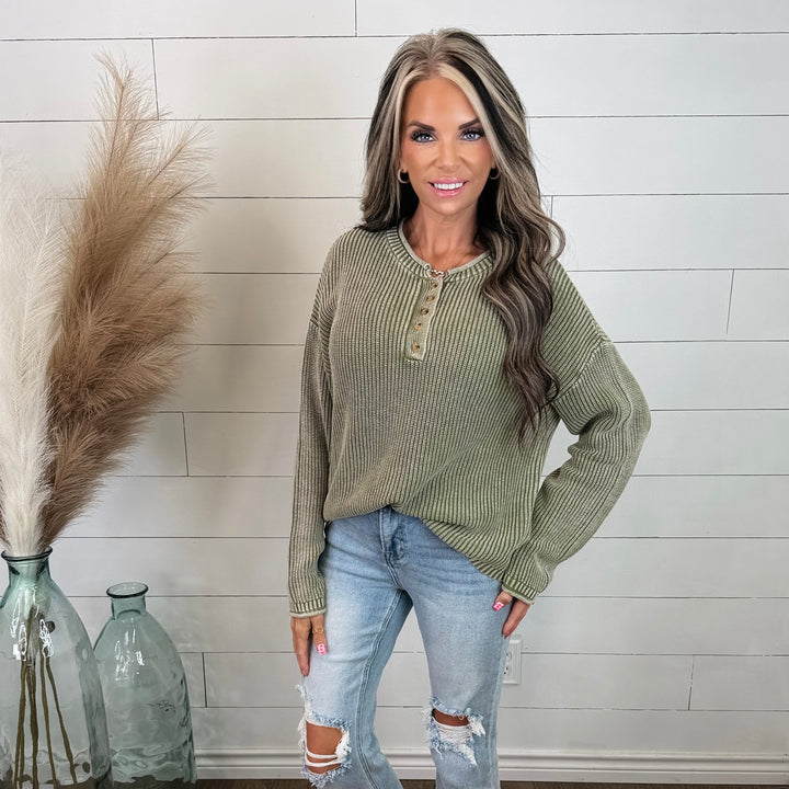Sagebrush Button Knit Pullover