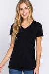DOORBUSTER Short Sleeve V-neck Top with Pocket black