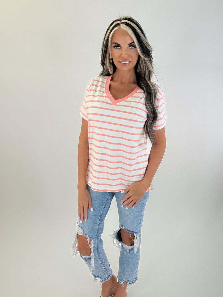 Classic Stripe V-Neck Tee Collection