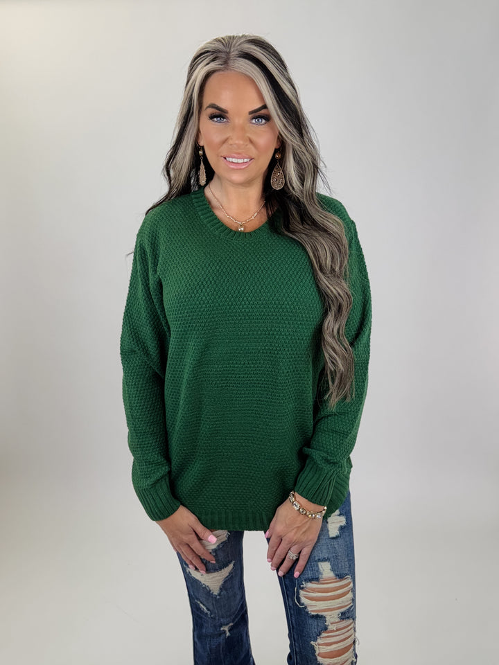 DOORBUSTER Cozy Waffle Sweater forest