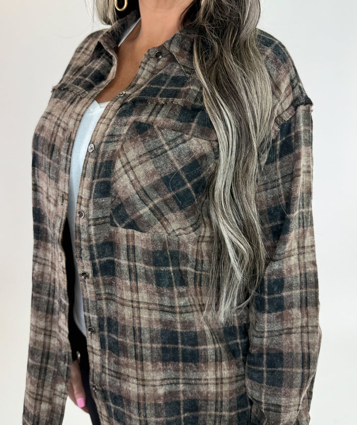 Backroads Plaid Button Down – Brown/Black