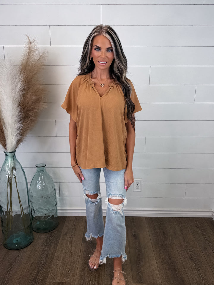 Softly Spoken Ruffle Neck Top