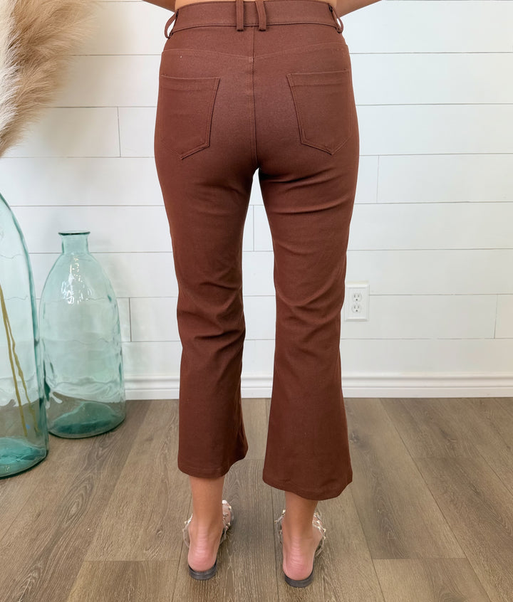 On The Clock Cropped Pants - Rust