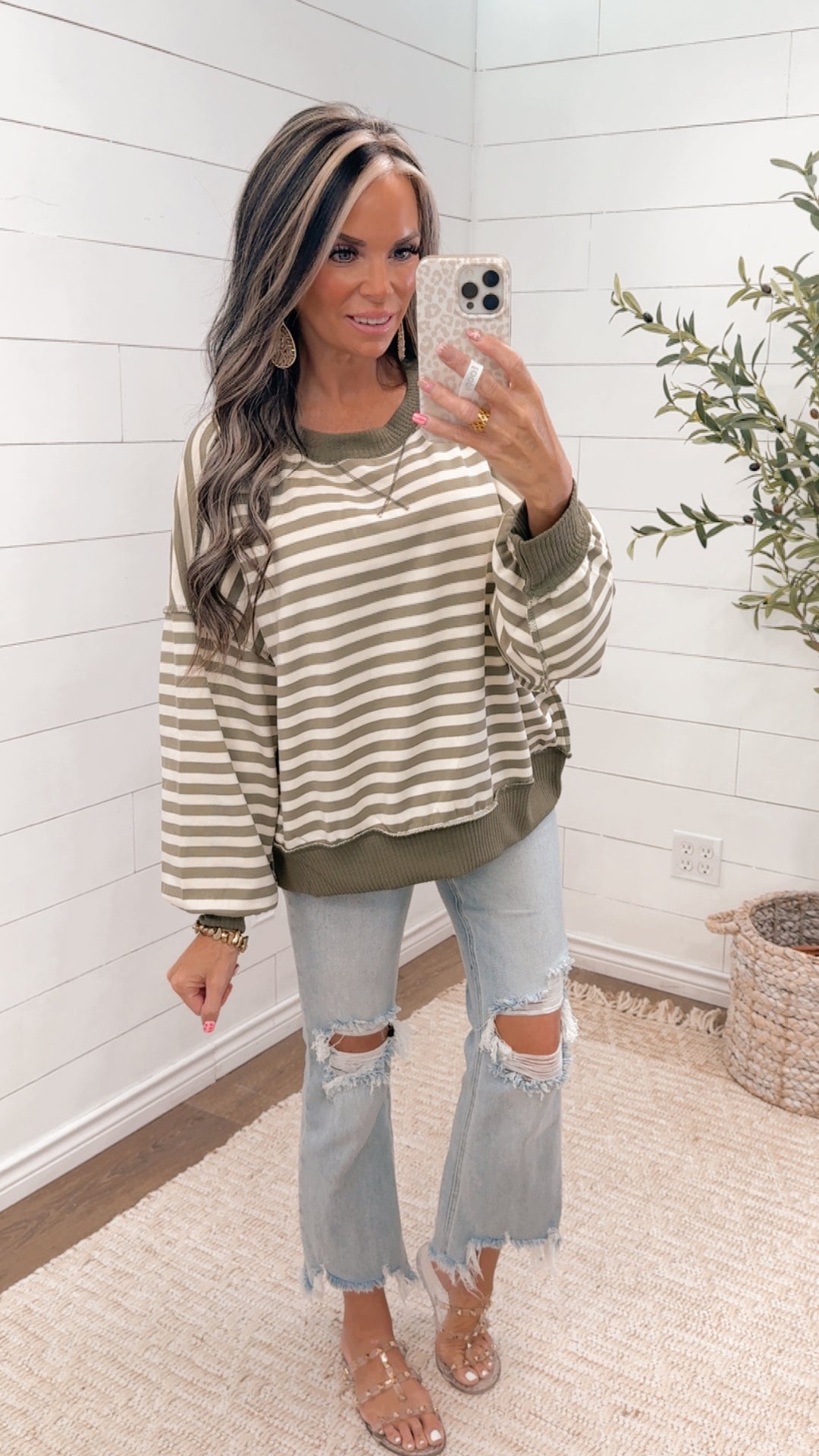 Off The Clock Stripe Sweatshirt