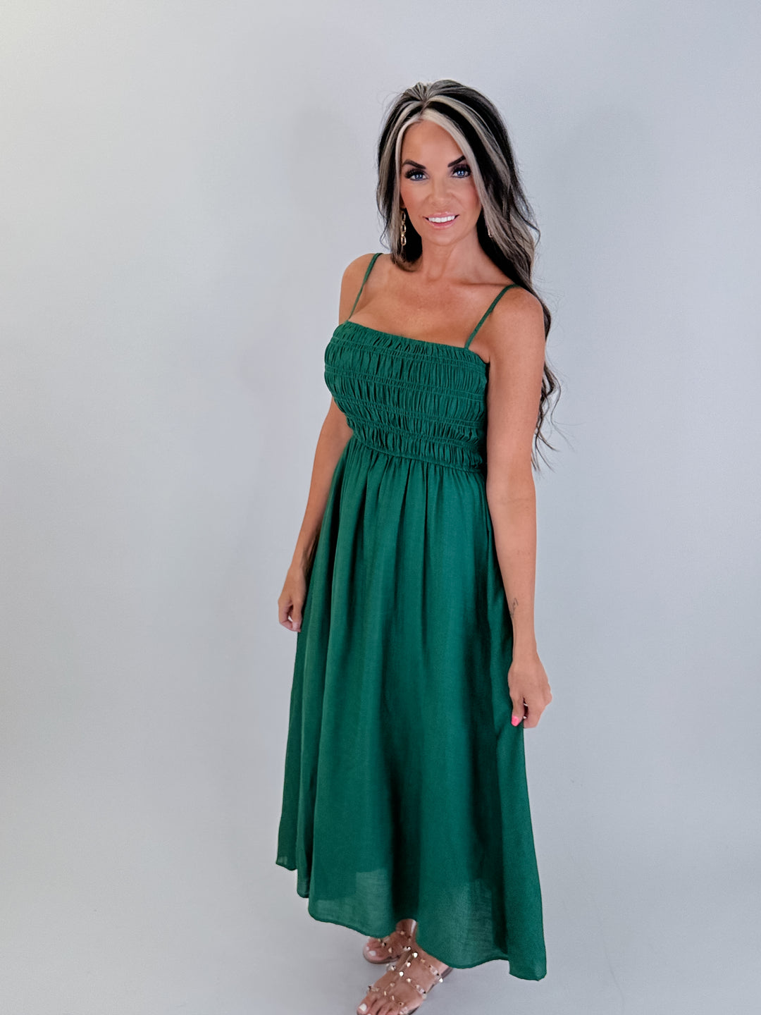 Emerald Escape Smocked Maxi Dress