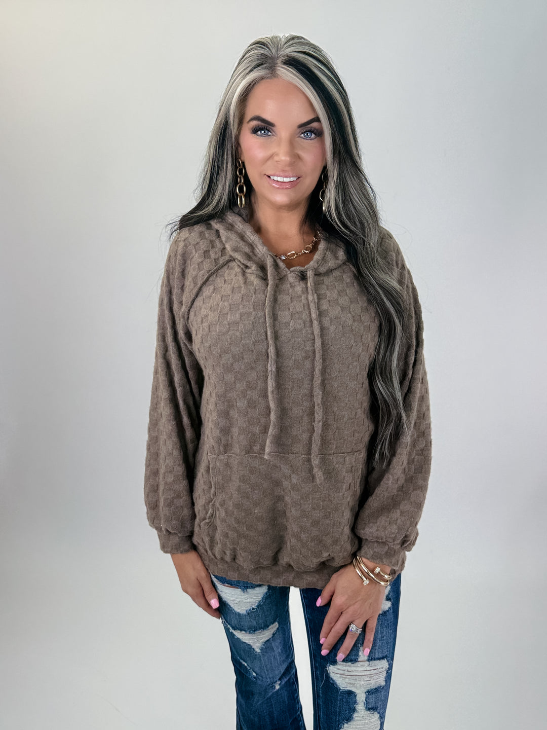 Keep It Cozy Textured Hoodie Mocha
