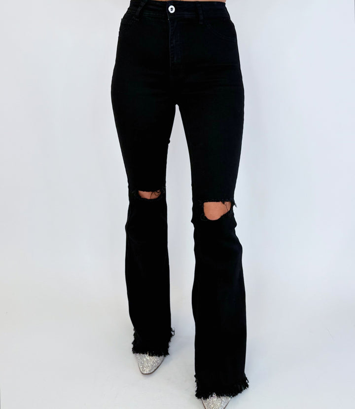 Midnight Rodeo Distressed Flares
