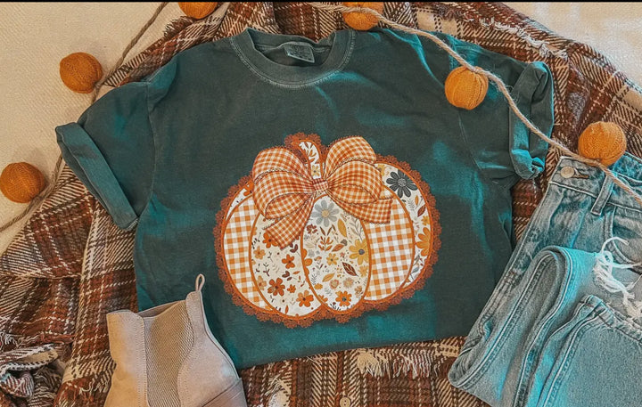 Patchwork Pumpkin Tee- Comfort Color