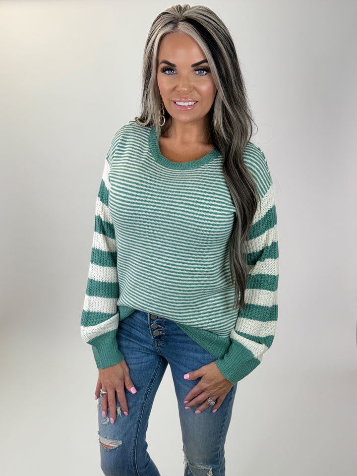 Sage to Be Striped Sweater