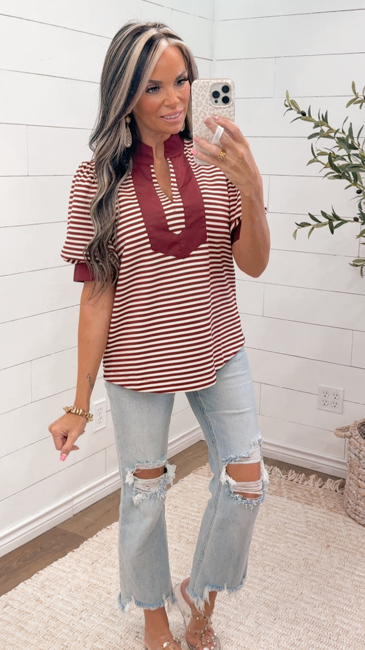 Autumn Social Stripe Top