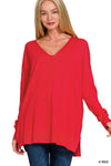 DOORBUSTER Knit luxe long sleeve top red
