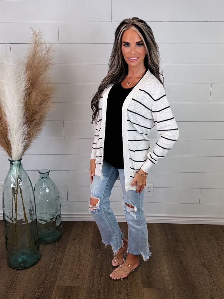 Line By Line Striped Cardigan