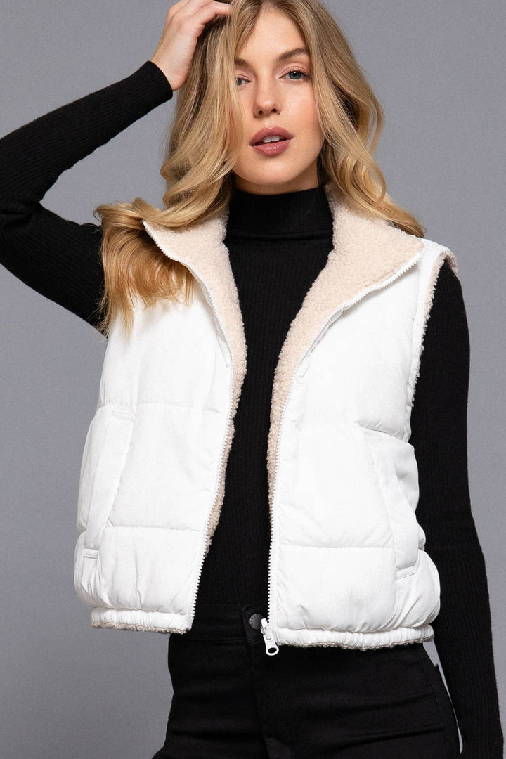 DOORBUSTER Reversible Fur Padding Vest WHITE