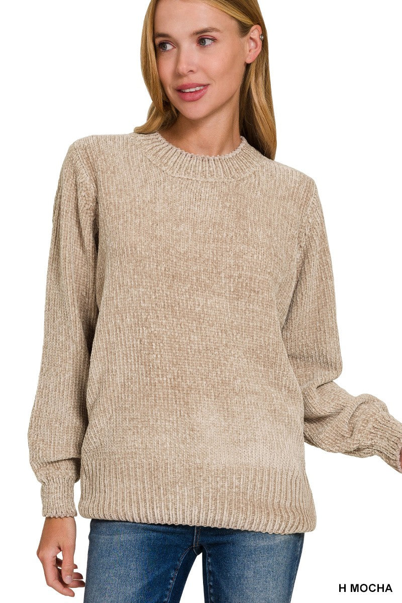 Black Friday This luxurious chenille pullover sweater  Mocha