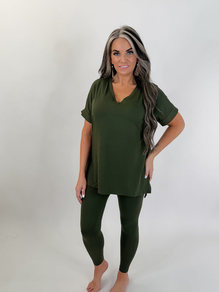 DOOR BUSTER TWO-PIECE LOUNGE SET- OLIVE