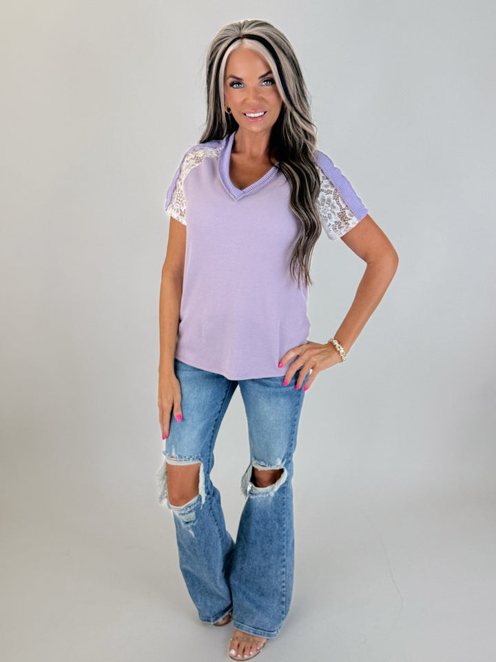 Lavender Lace Sleeve Top