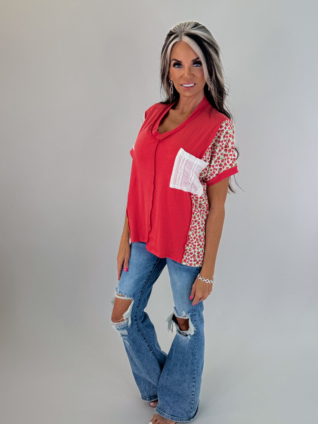 Cherry Blossom Patchwork Top