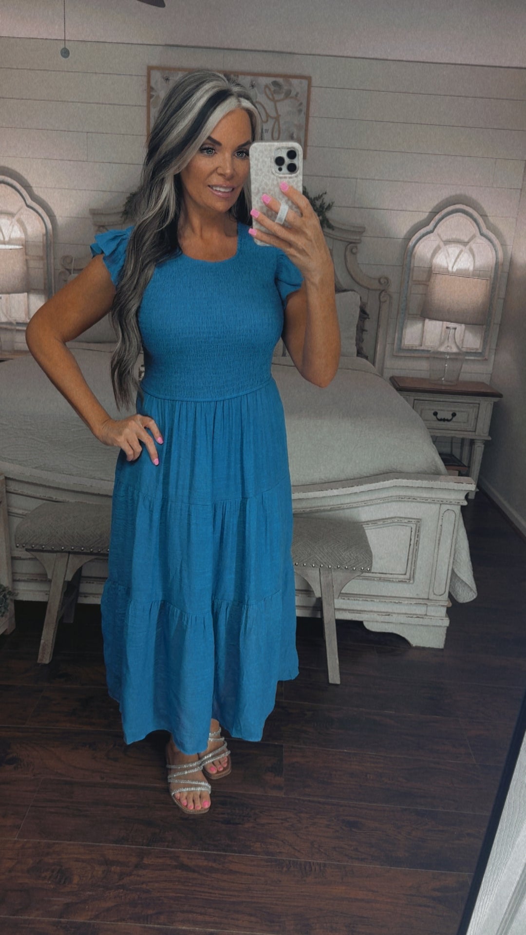 Blue Skies Smocked Midi Dress