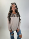 Doorbuster Leopard + Waffle Contrast Henley Top