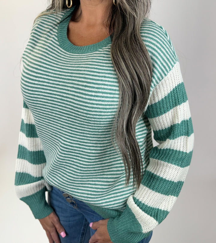 Sage to Be Striped Sweater