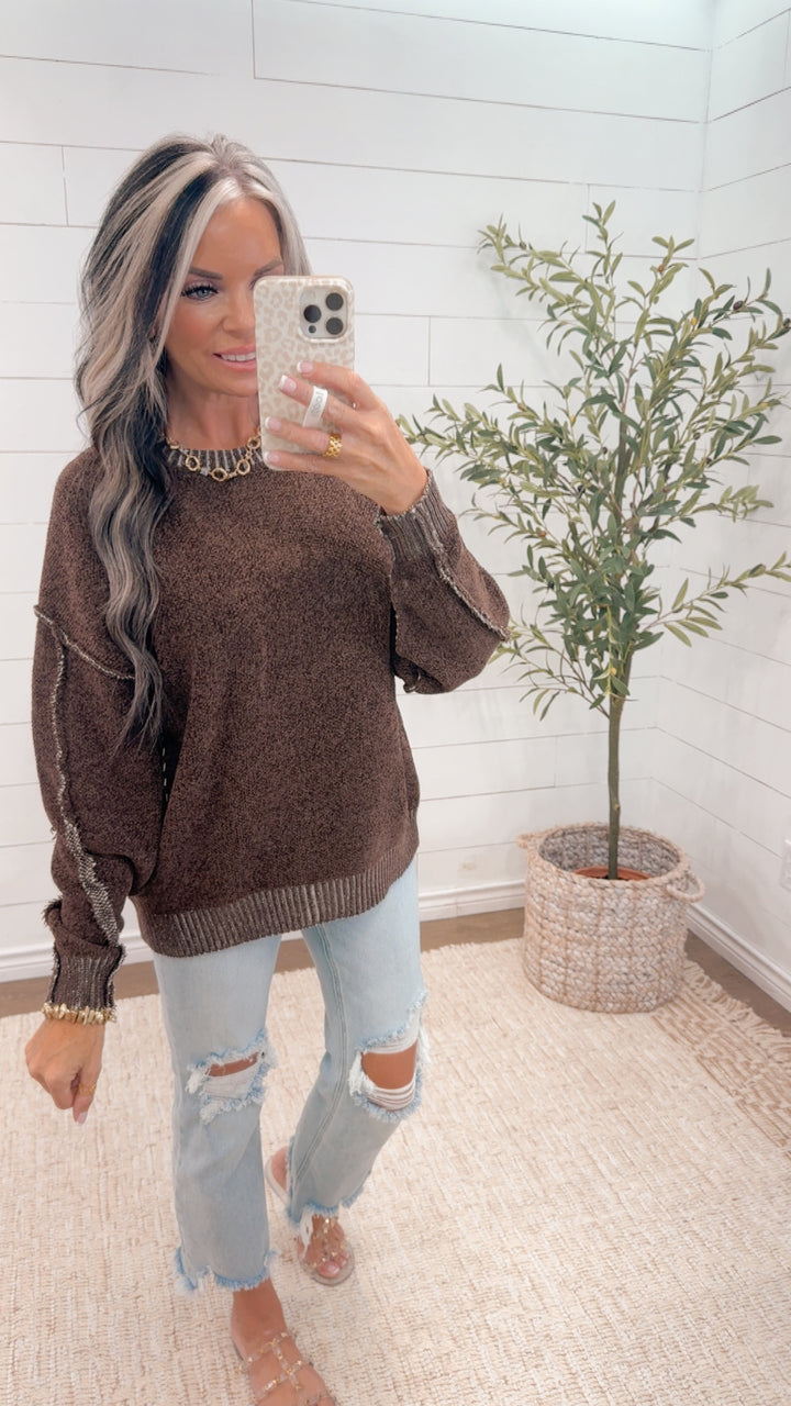 MOCHA MOMENT TEXTURED SWEATER