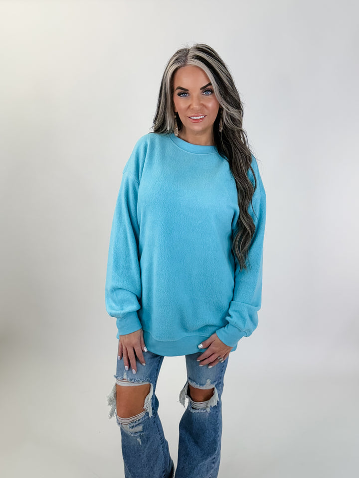 Oversized Crewneck Casual Sweatshirt blue