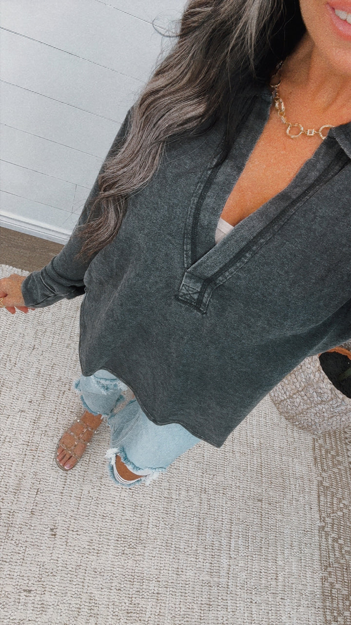 AFTER HOURS WASHED COLLARED PULLOVER