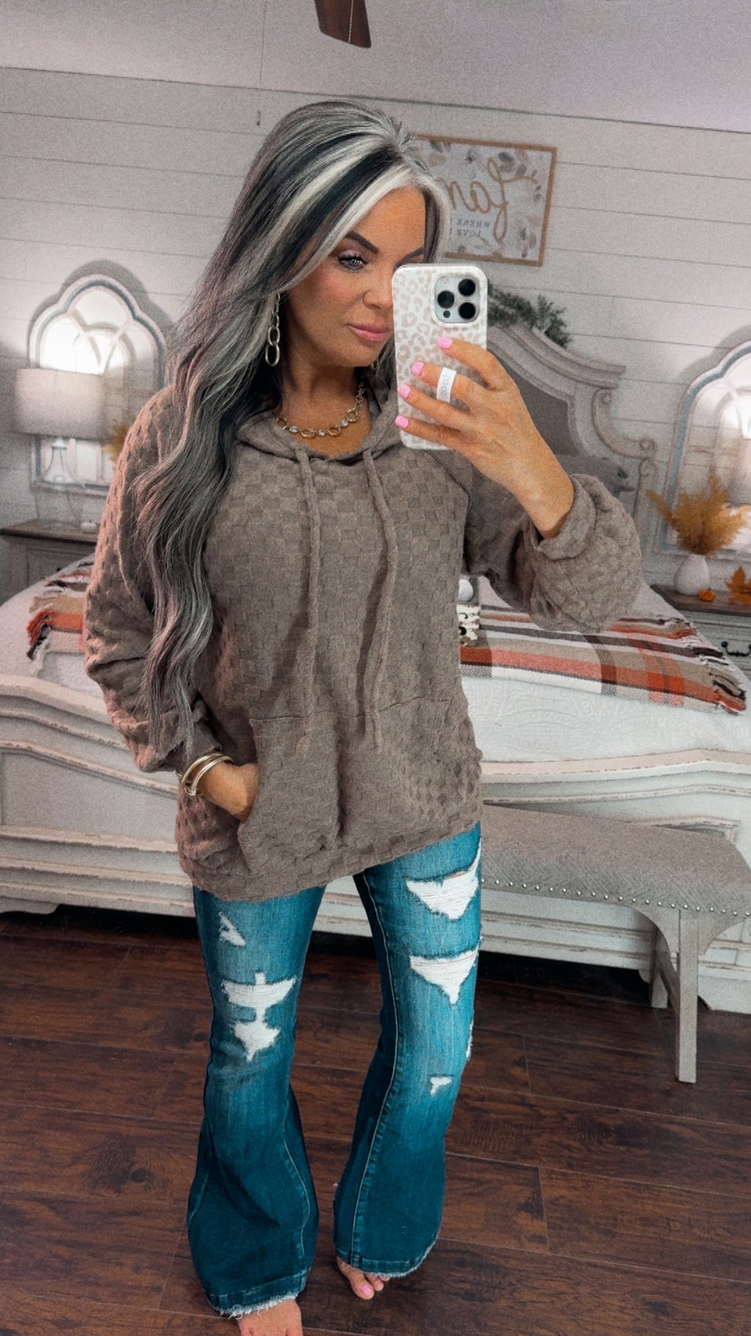 Keep It Cozy Textured Hoodie Mocha