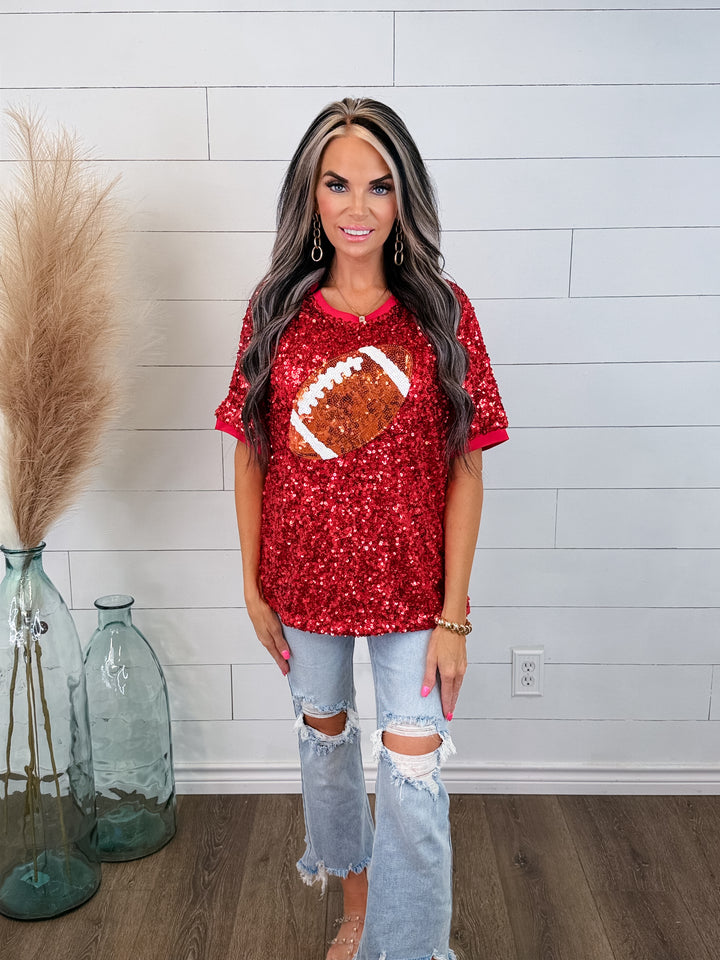 Friday Night Lights Sequin Football Top