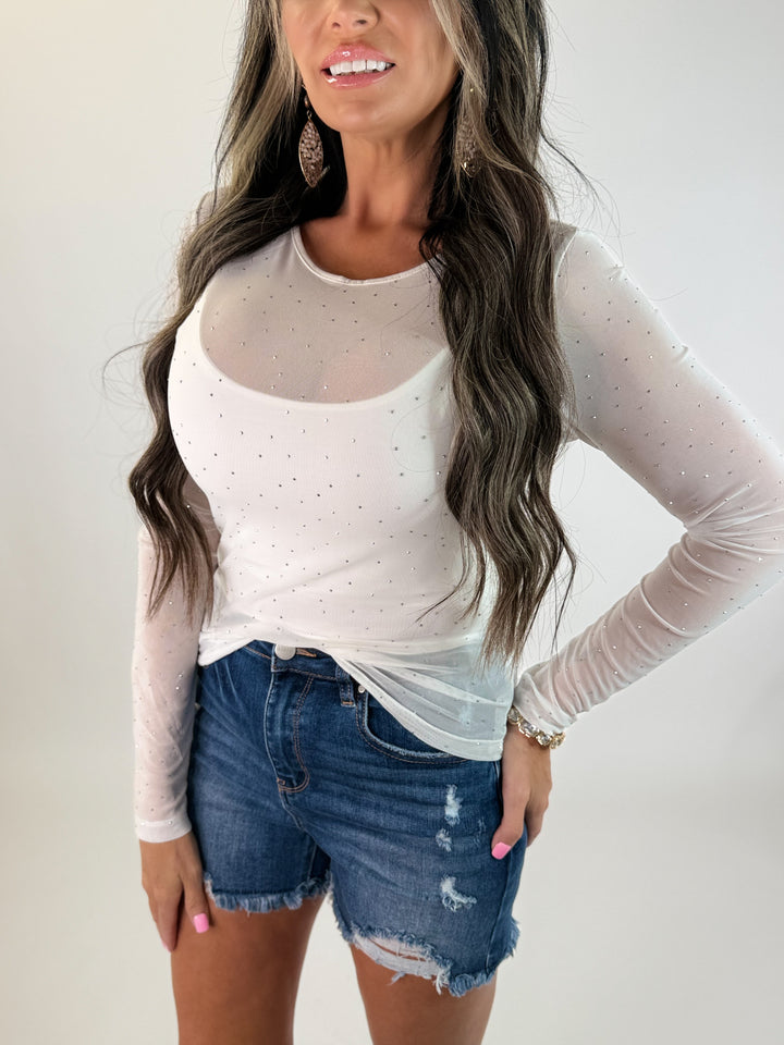*PREORDER* Dazzle Mesh Rhinestone Top ( SHIP ETA 3/13